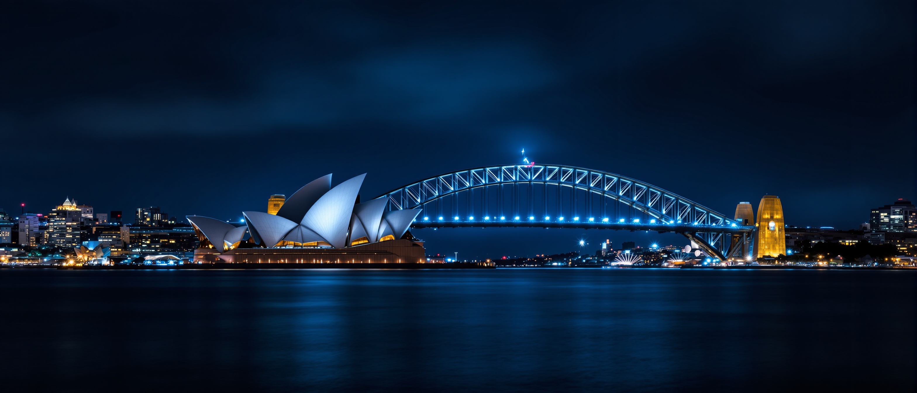 Sydney Opera House and Harbour Bridge at night