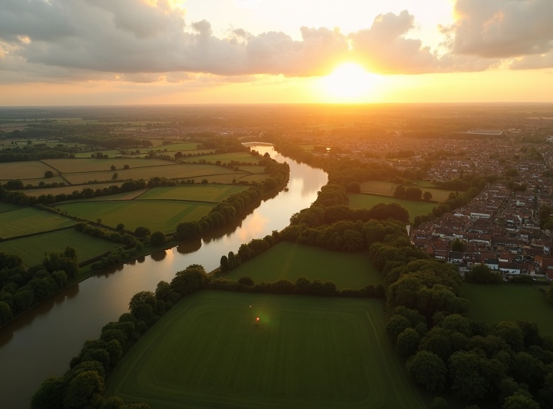 Aerial view of Burton Upon Trent and surrounding Staffordshire areas served by Greenhough Electrical