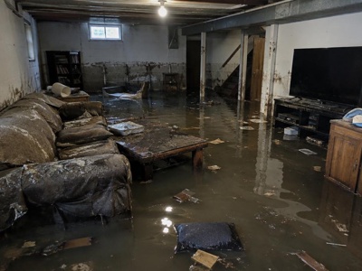 Before restoration Basement Flood Cleanup