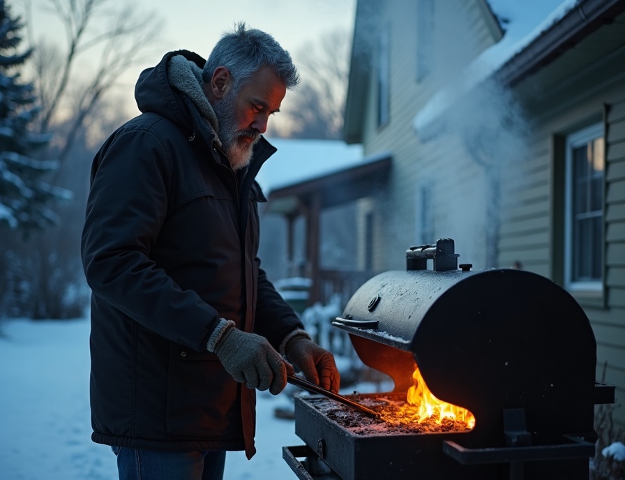 BBQSource Founder grilling in Minnesota winter
