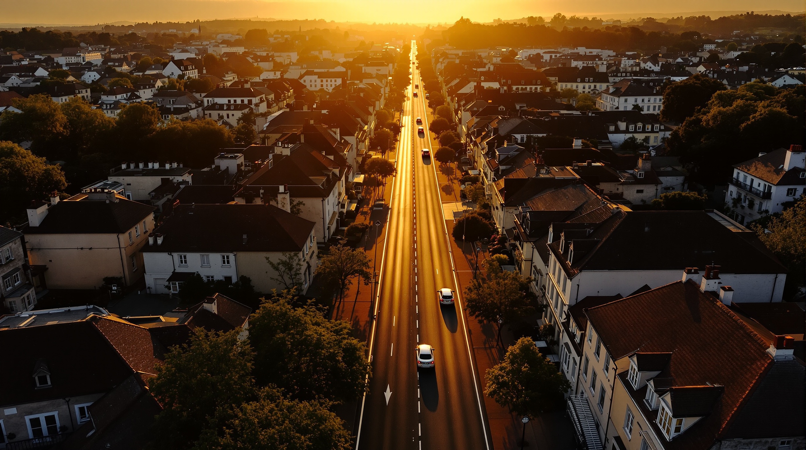 Ville au coucher du soleil