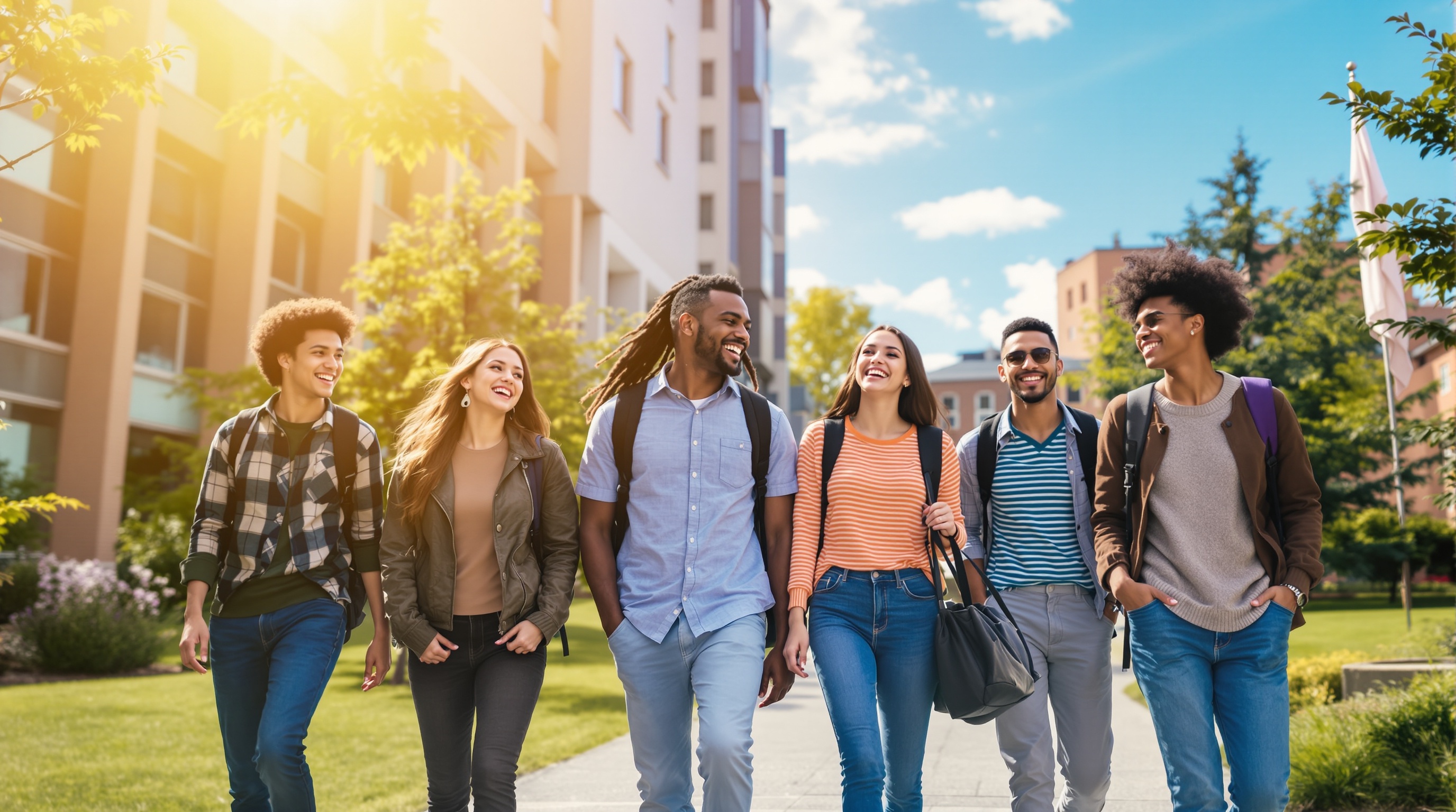 Students at university campus