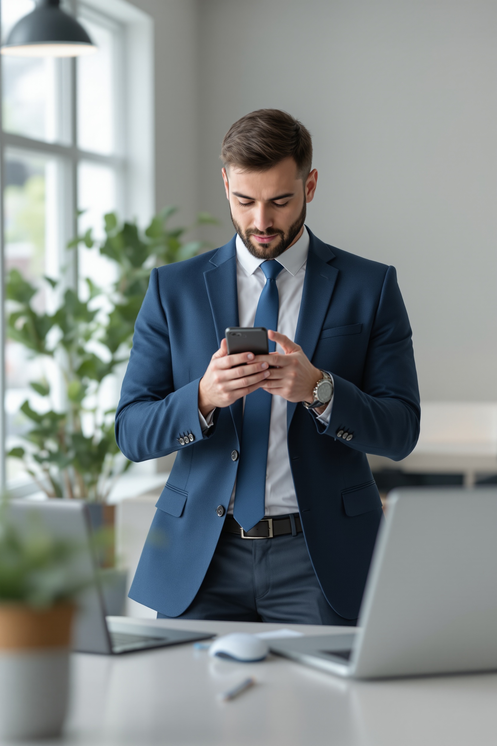 Professional using mobile device