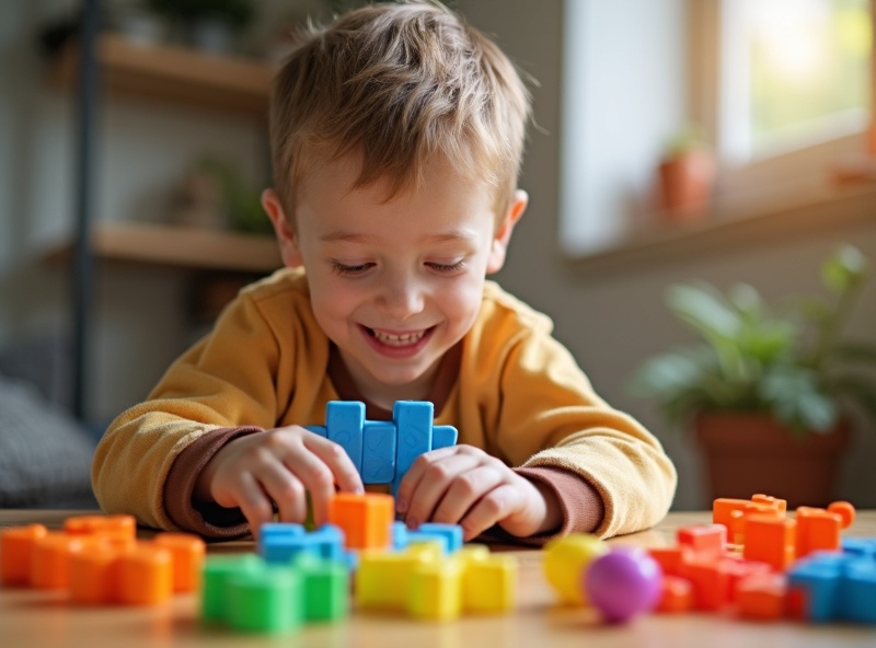 Bear playing with sensory toys
