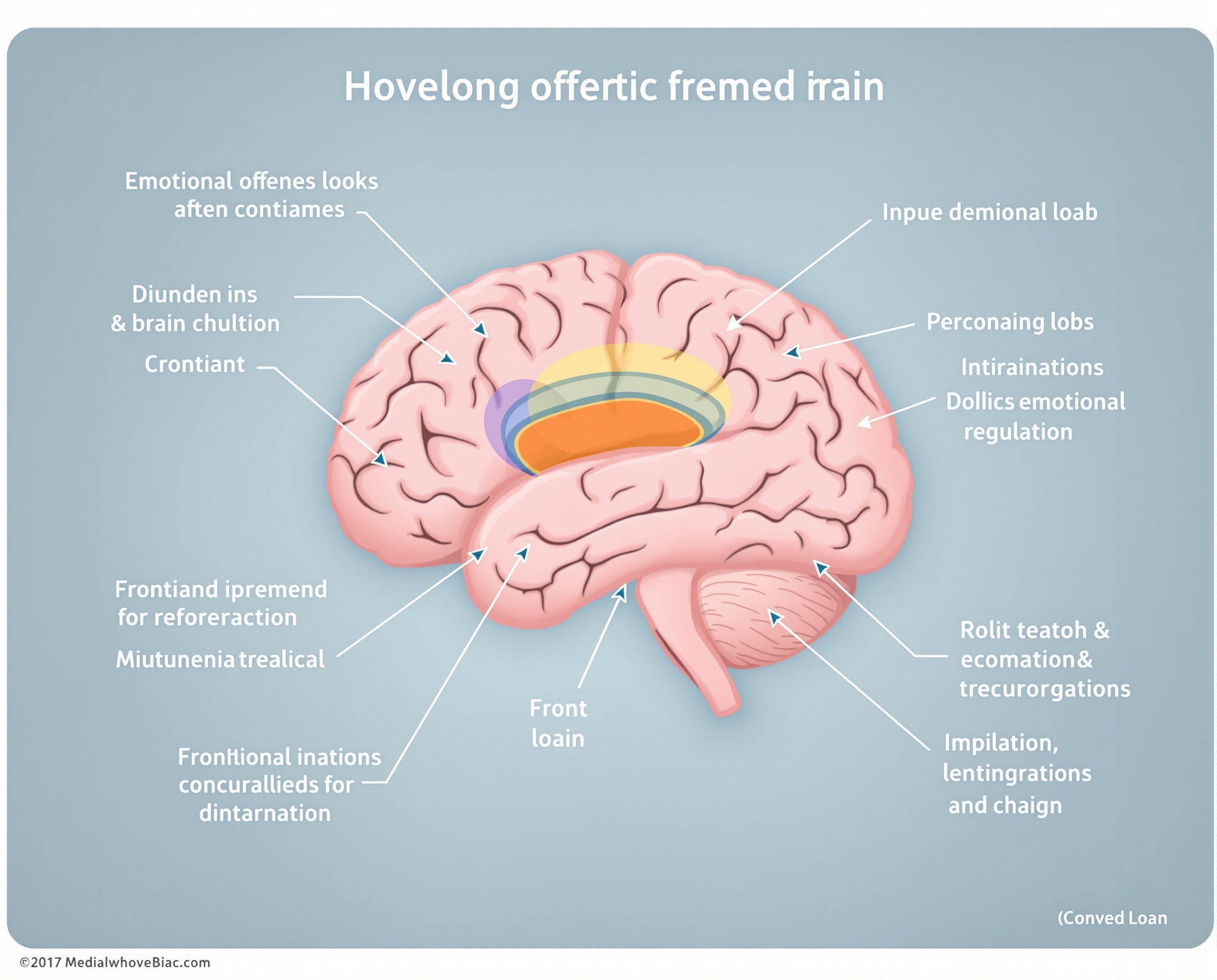 Brain diagram showing dementia impact on emotional regulation