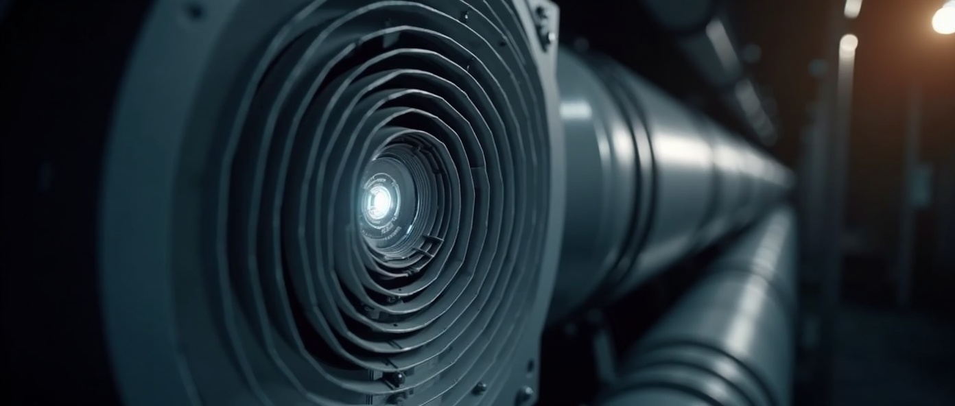 NJK Precision DLS airflow measurement station installed in commercial HVAC ductwork with damper louver assembly