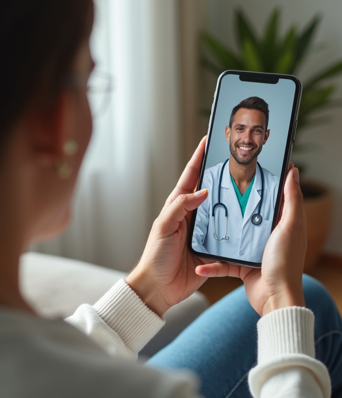 Cidadão usando aplicativo de saúde no celular