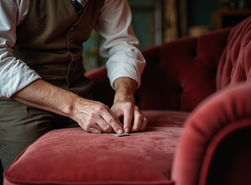 Mestre tapeceiro trabalhando