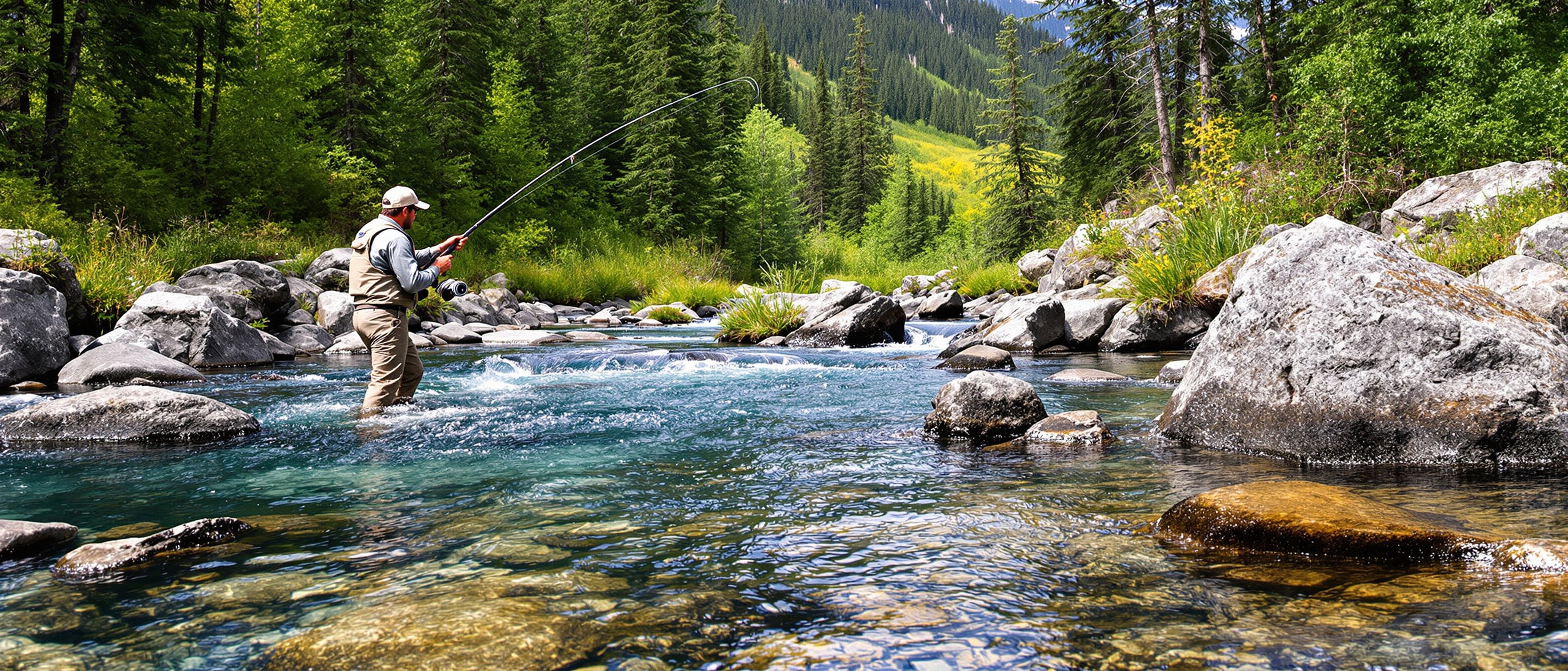 Close up of KastKing Blackhawk II being used in Colorado mountain stream conditions