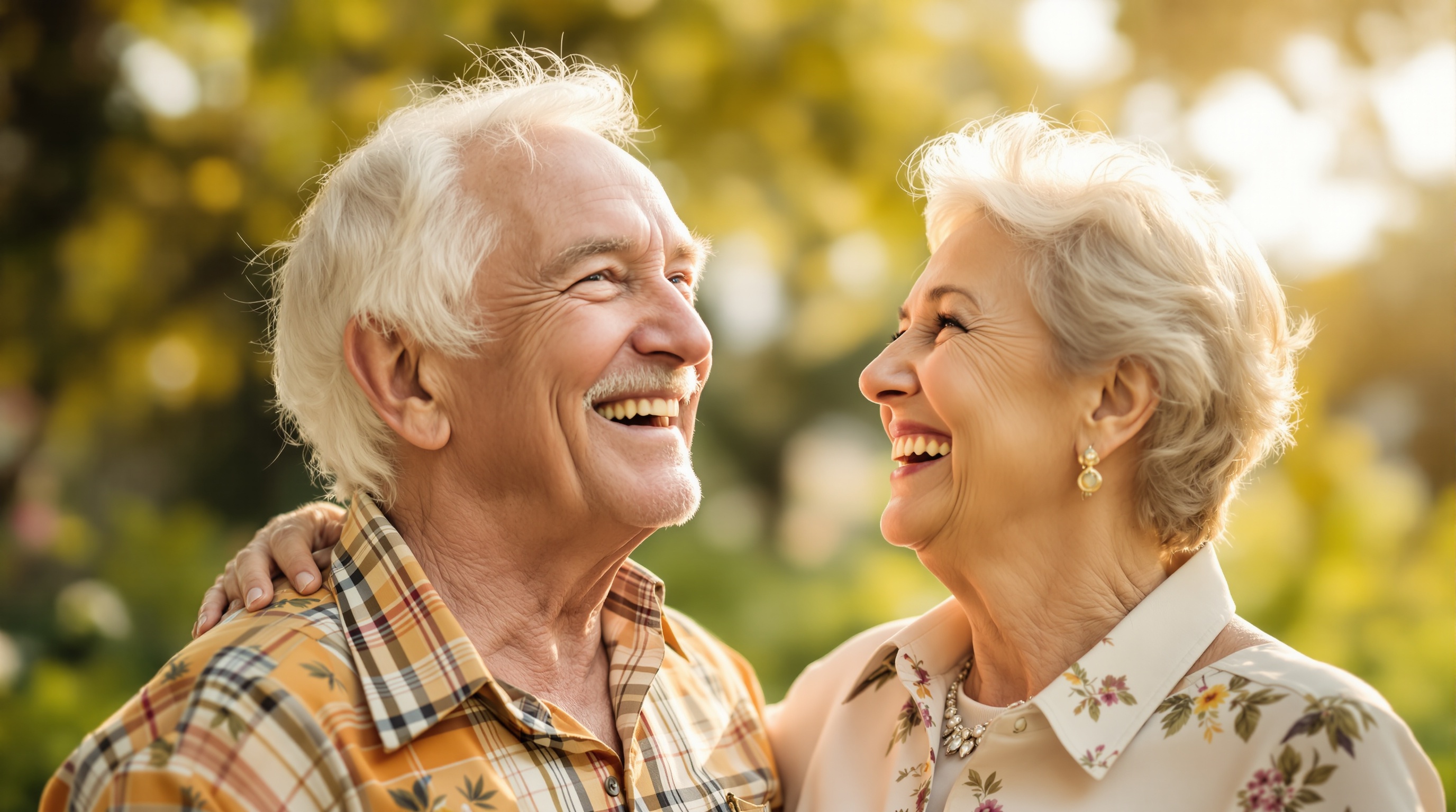 Happy elderly couple at Avante at Mount Dora skilled nursing facility