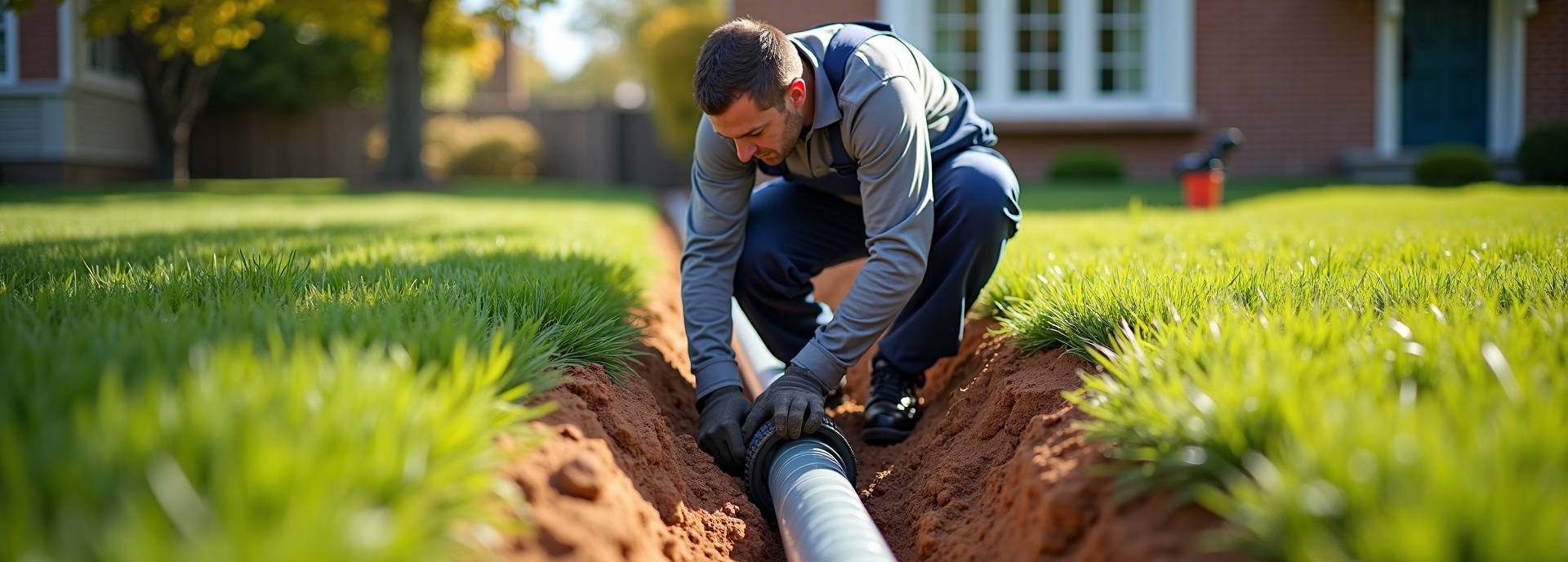 Trenchless sewer line repair with minimal yard disruption