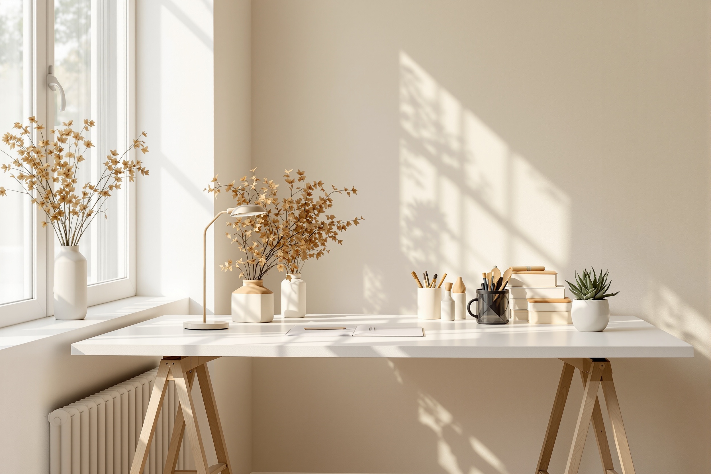 Organized modern home workspace