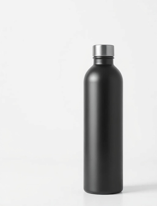 Sustainable water bottle in matte black