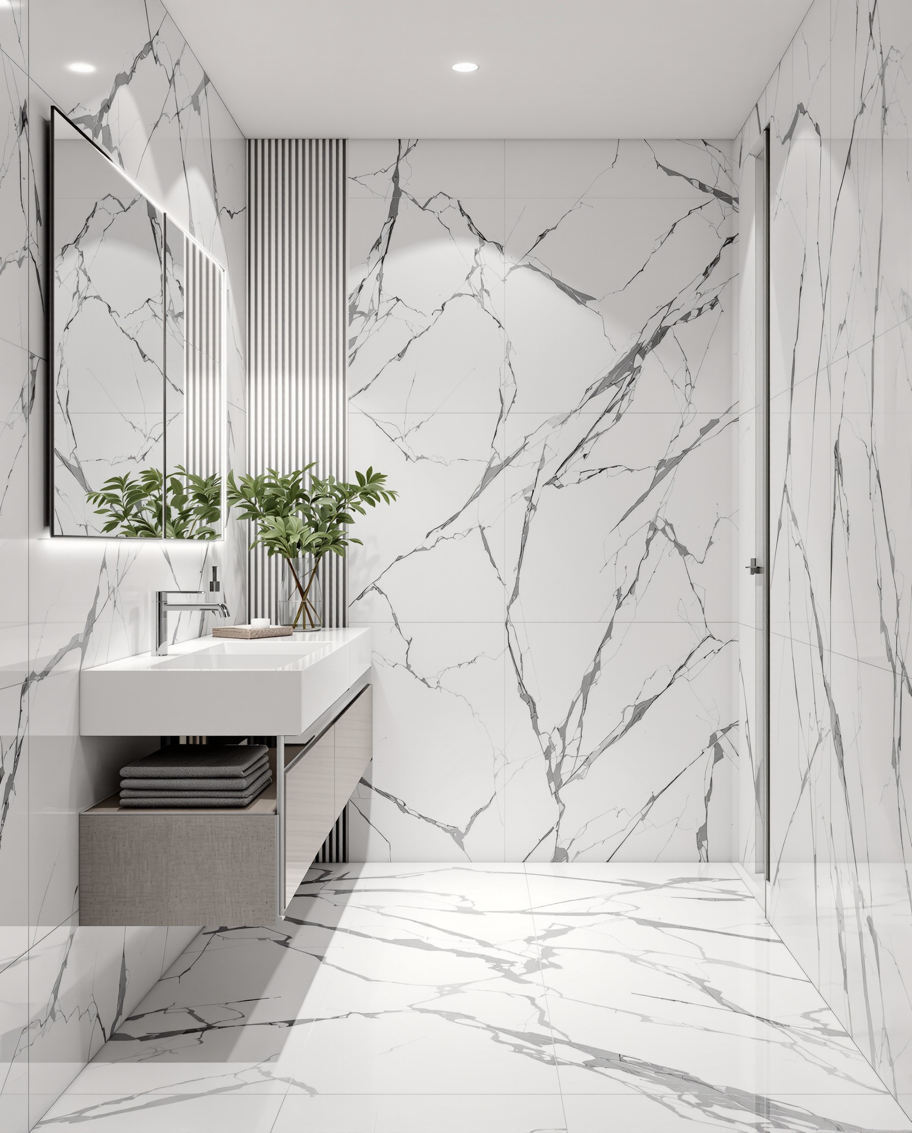 Bianco Marble Commercial Wall Panel – Waterproof Shower & Wall Cladding (2.4m)