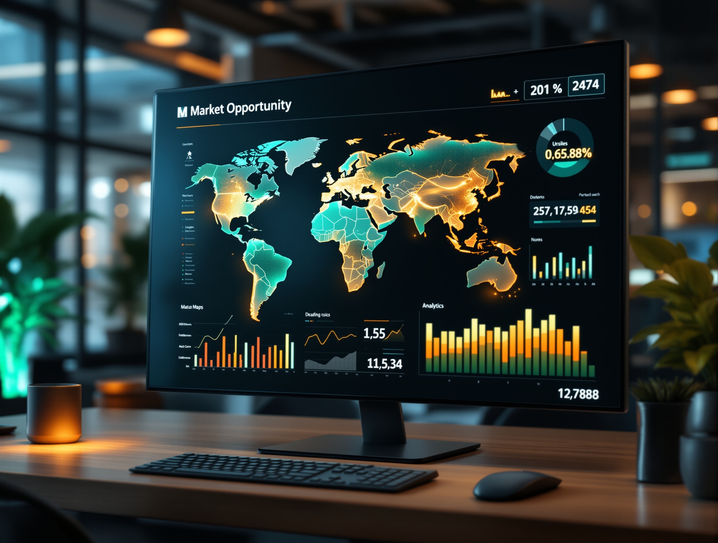 Dashboard de inteligencia USFans Spreadsheet mostrando mapas de oportunidad y análisis de datos