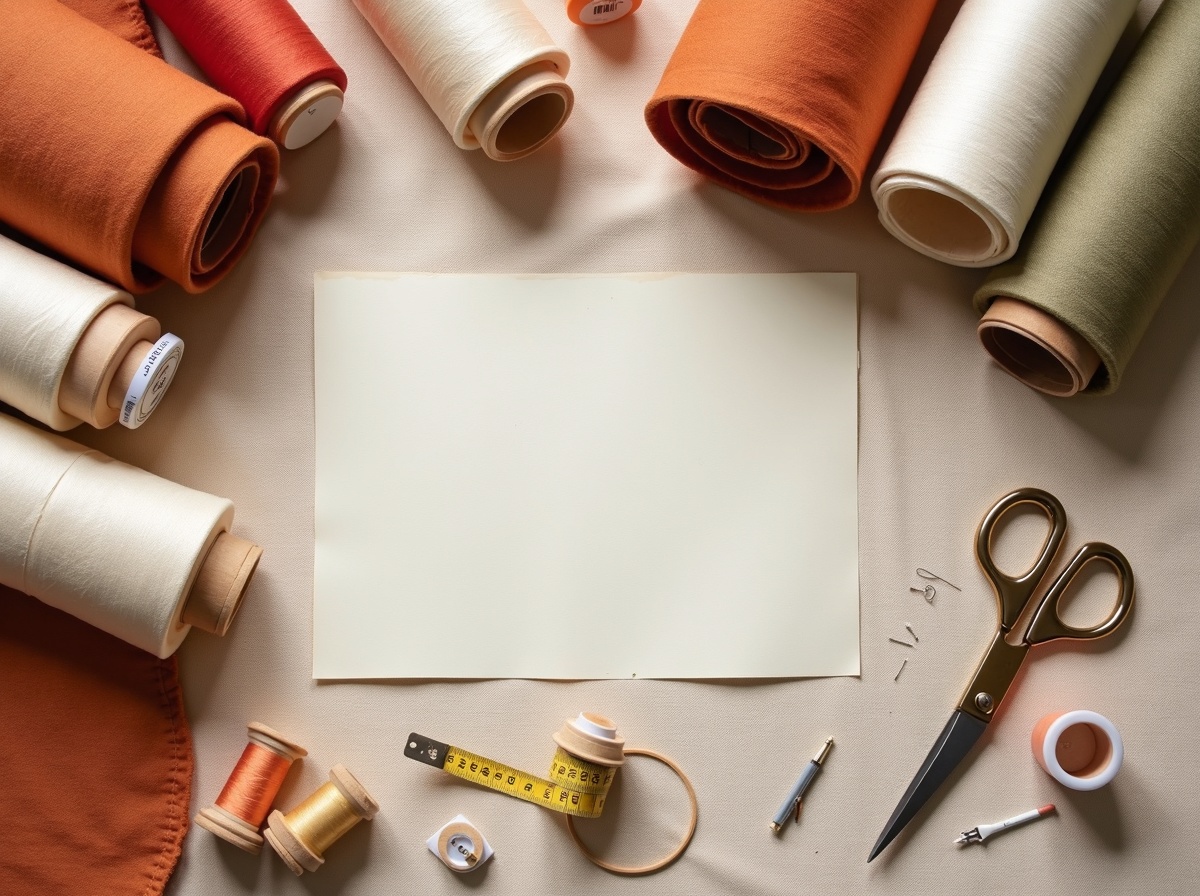Matières textiles et outils de couture artisanale