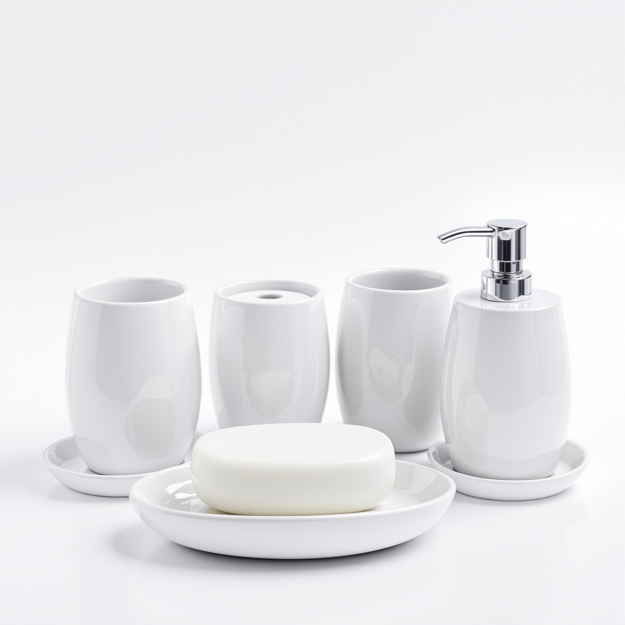ZCCZ 4-Piece Bathroom Accessories Set – Silver & White