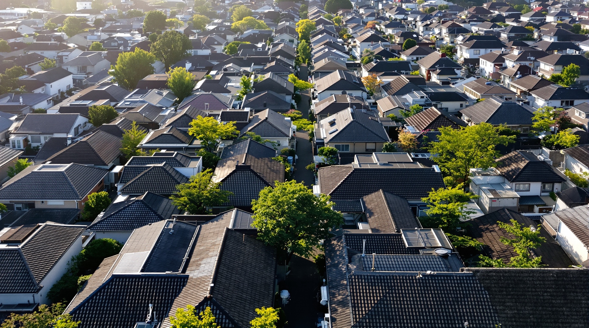 九州の住宅街の空撮