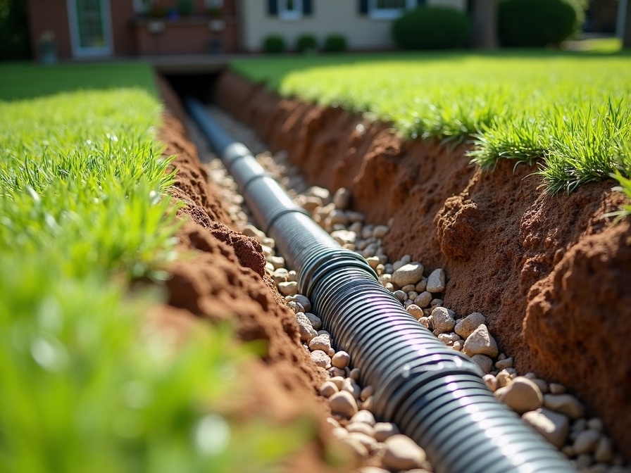 French drain installation in Loganville GA by Greenstone Landscaping LLC