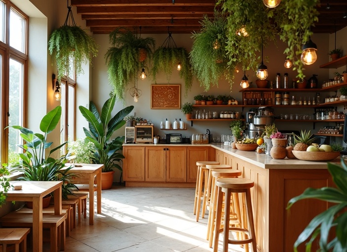 Interior Cafetería Vegana Micelio en LAPAOBETS