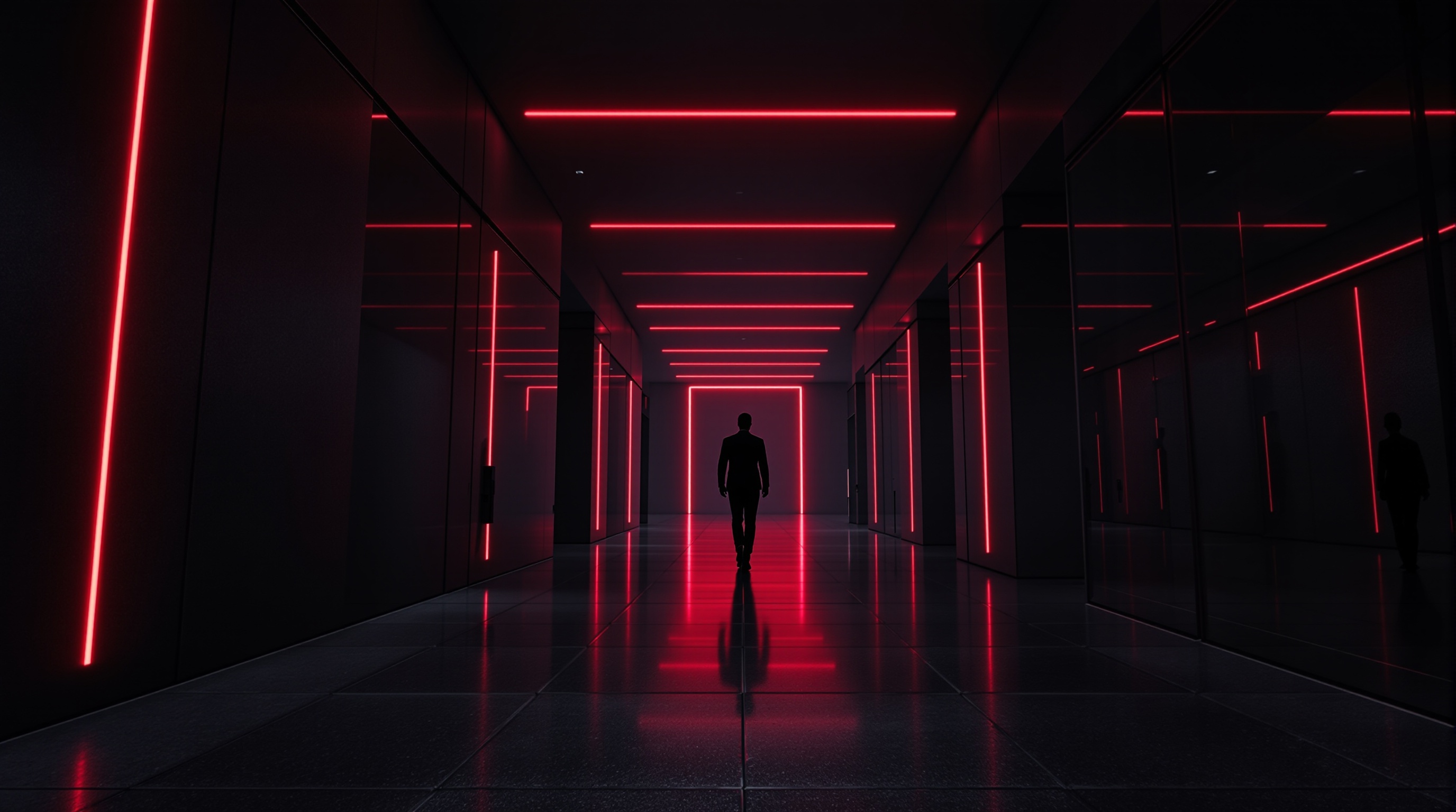 Modern corporate office at dusk