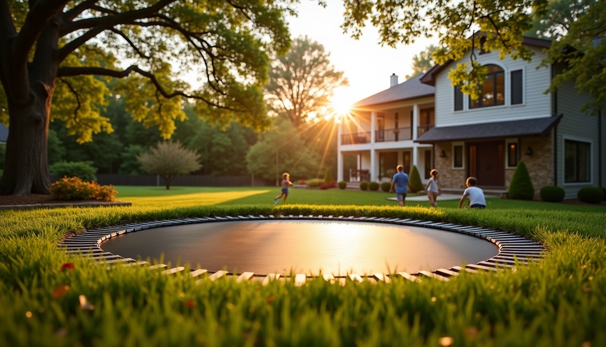 Inground trampoline installation in Nashville TN backyard