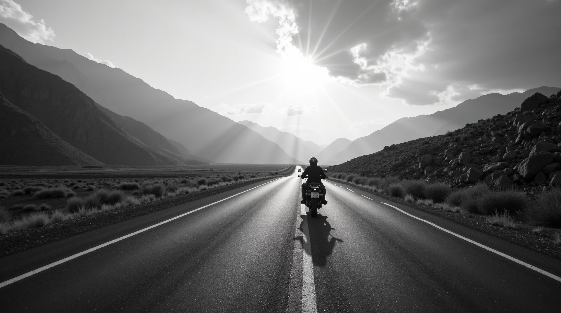 Motorcycle on mountain highway