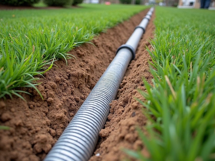 French drain installation by Greenstone Landscaping in Winder GA