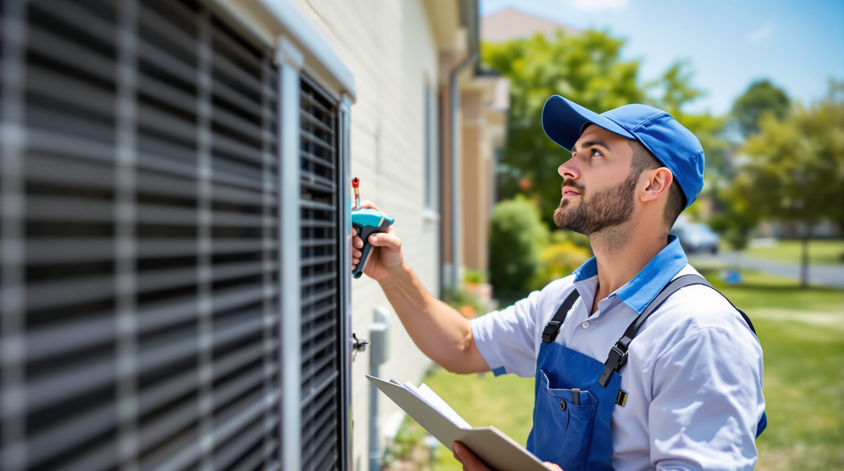 HVAC Technician Servicing AC Unit