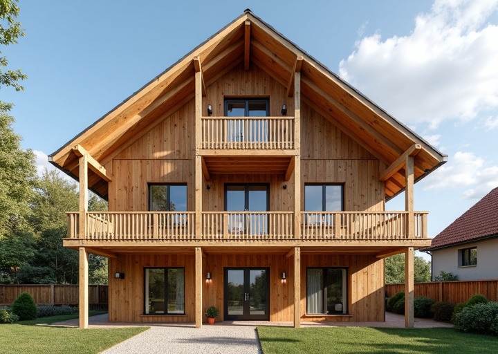 Vorstellbalkon vom Zimmerermeister Heilbronn Vorstellbalkon aus Douglasie auf vier Holzstützen mit Punktfundamenten – Neubau LESNIKHAUS Zimmerei Heilbronn