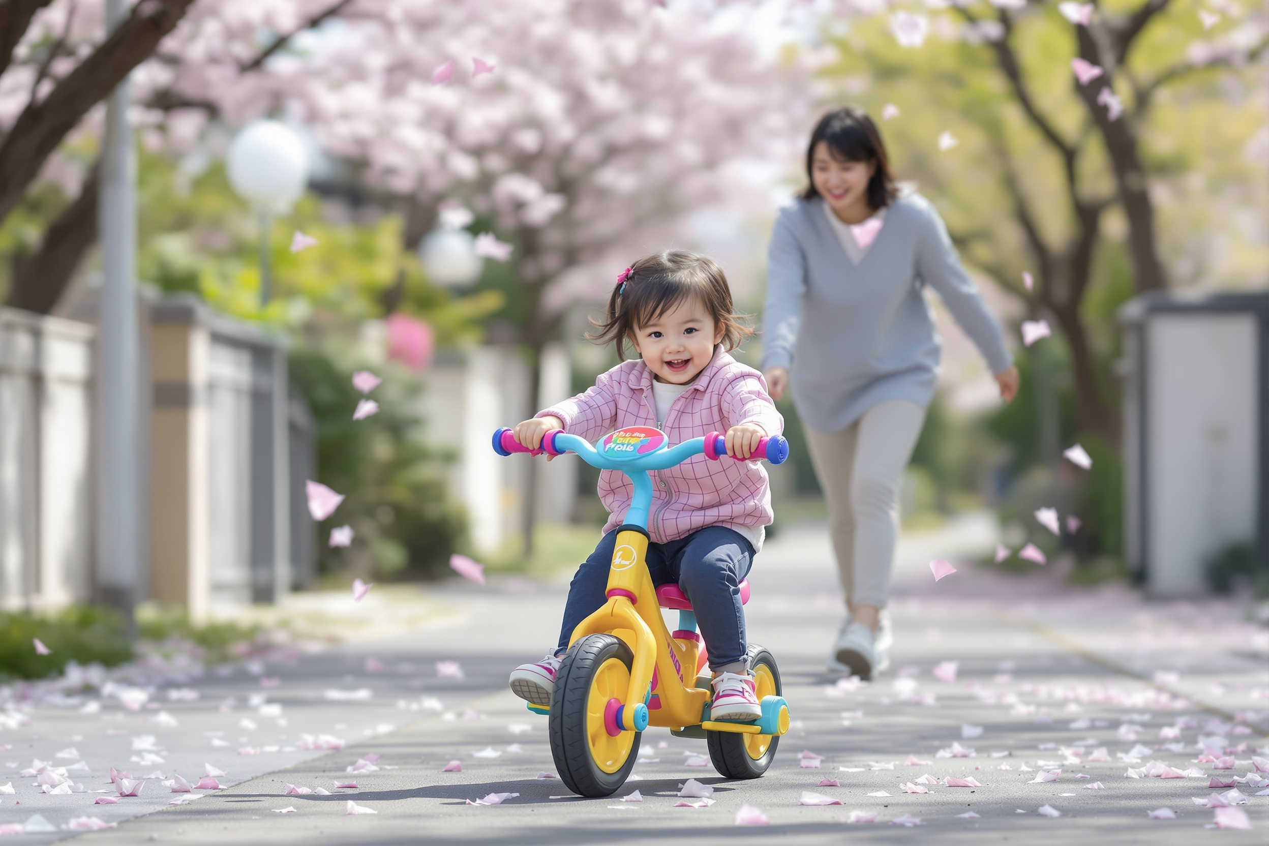 3WAYキッズバイクに乗る日本人の子供