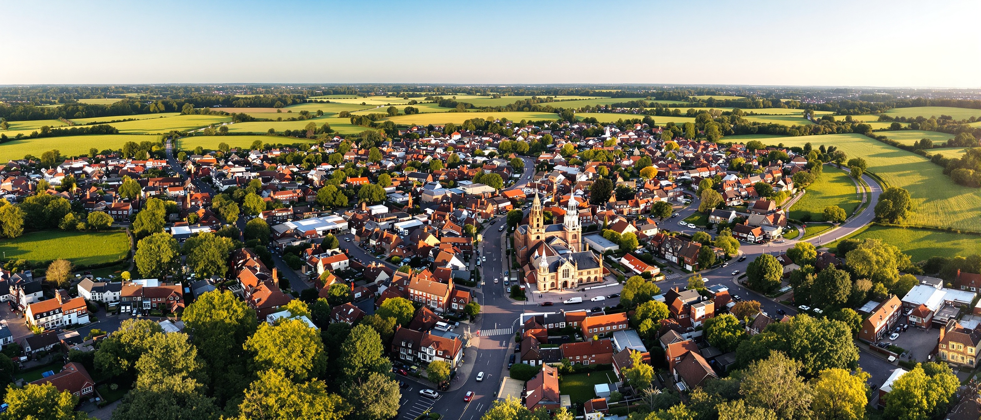 Aerial view of Hertfordshire towns covered by The Core Services electricians