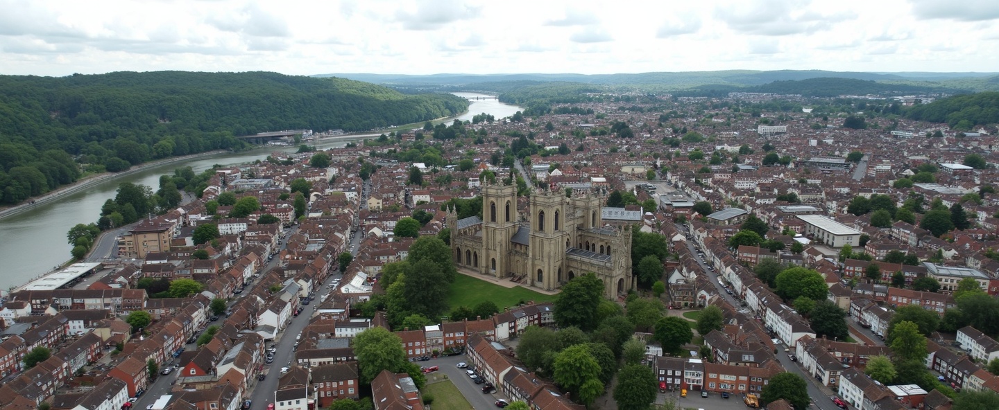 Guildford town centre aerial view