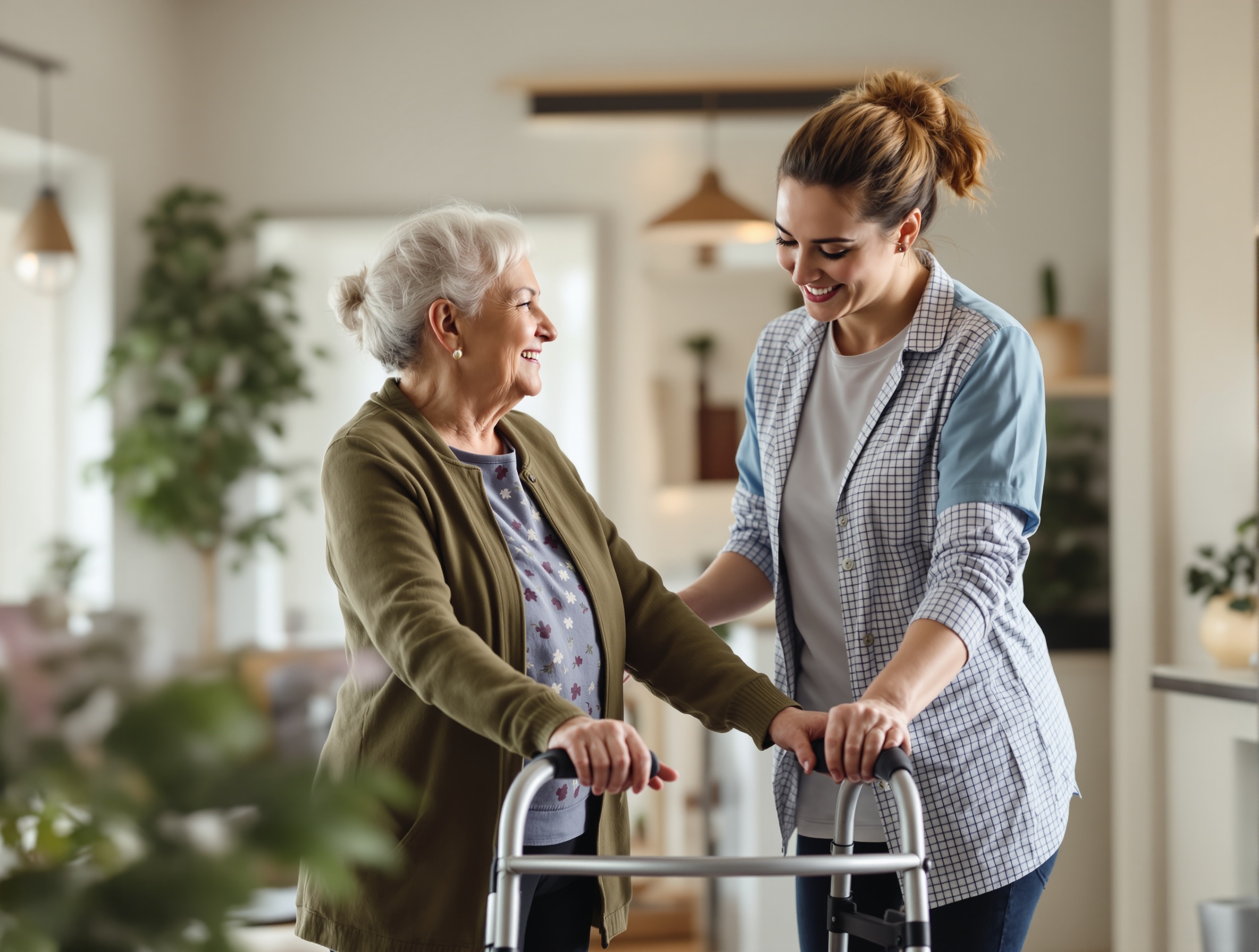 Caregiver assisting senior with compassion