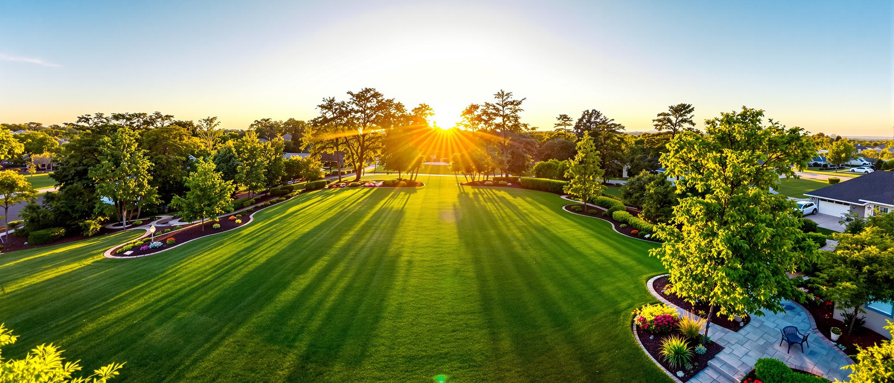 Beautiful landscaped lawn