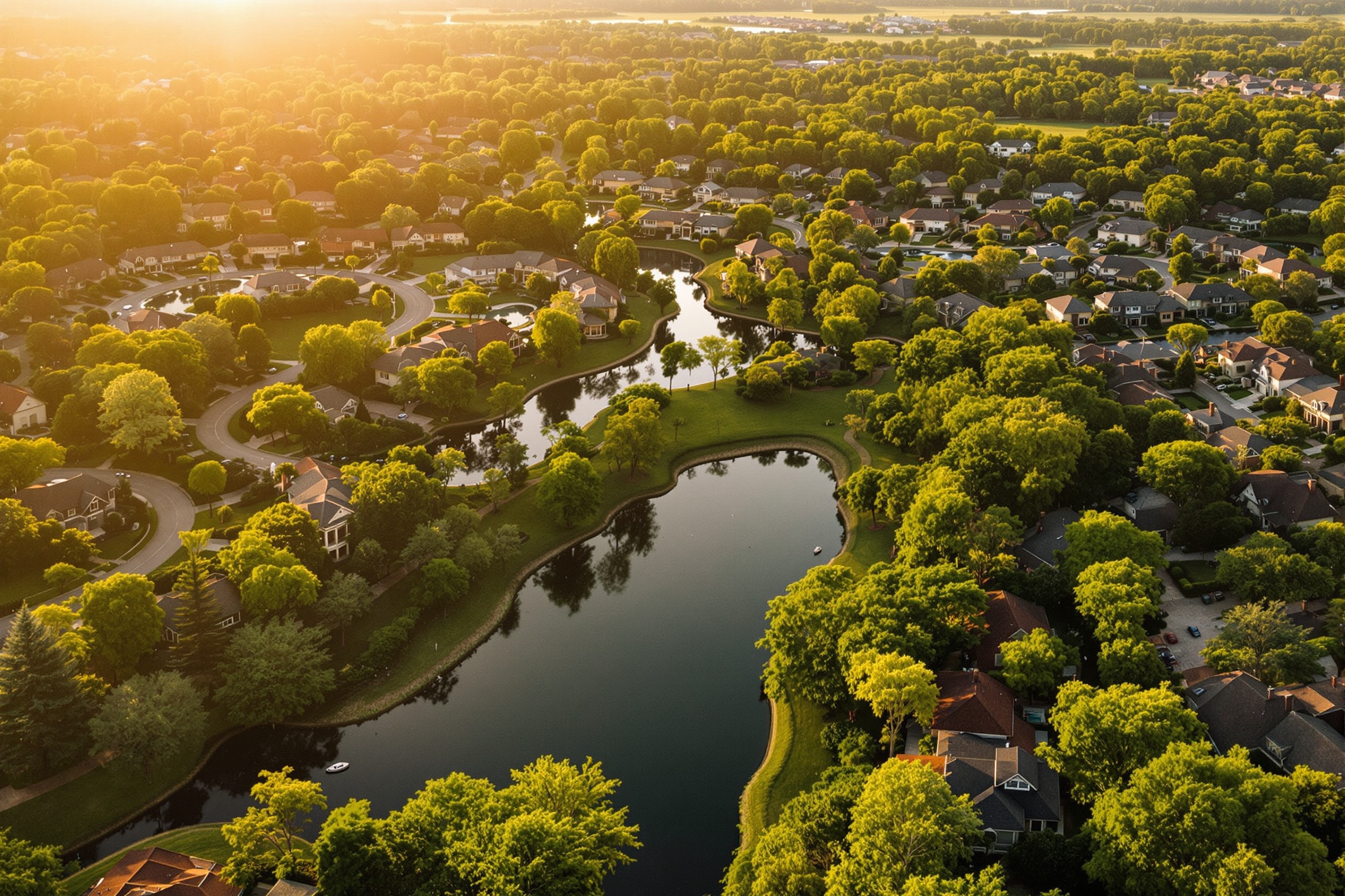 Drone aerial photography over a Houston real estate neighborhood