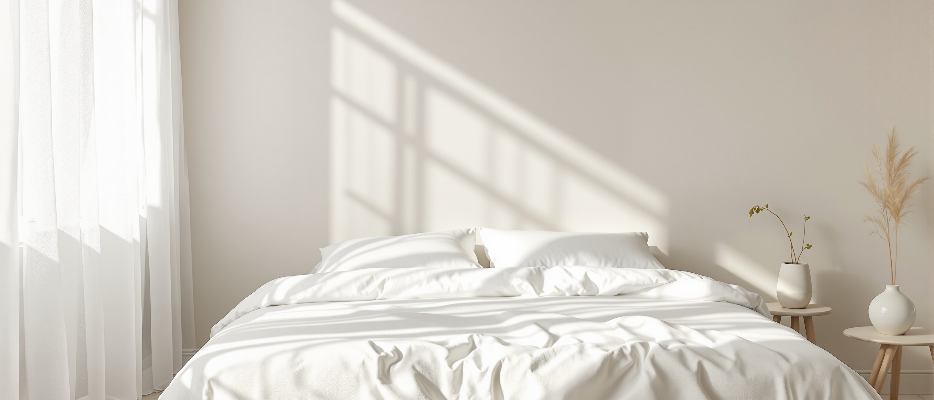 Peaceful bedroom with natural light