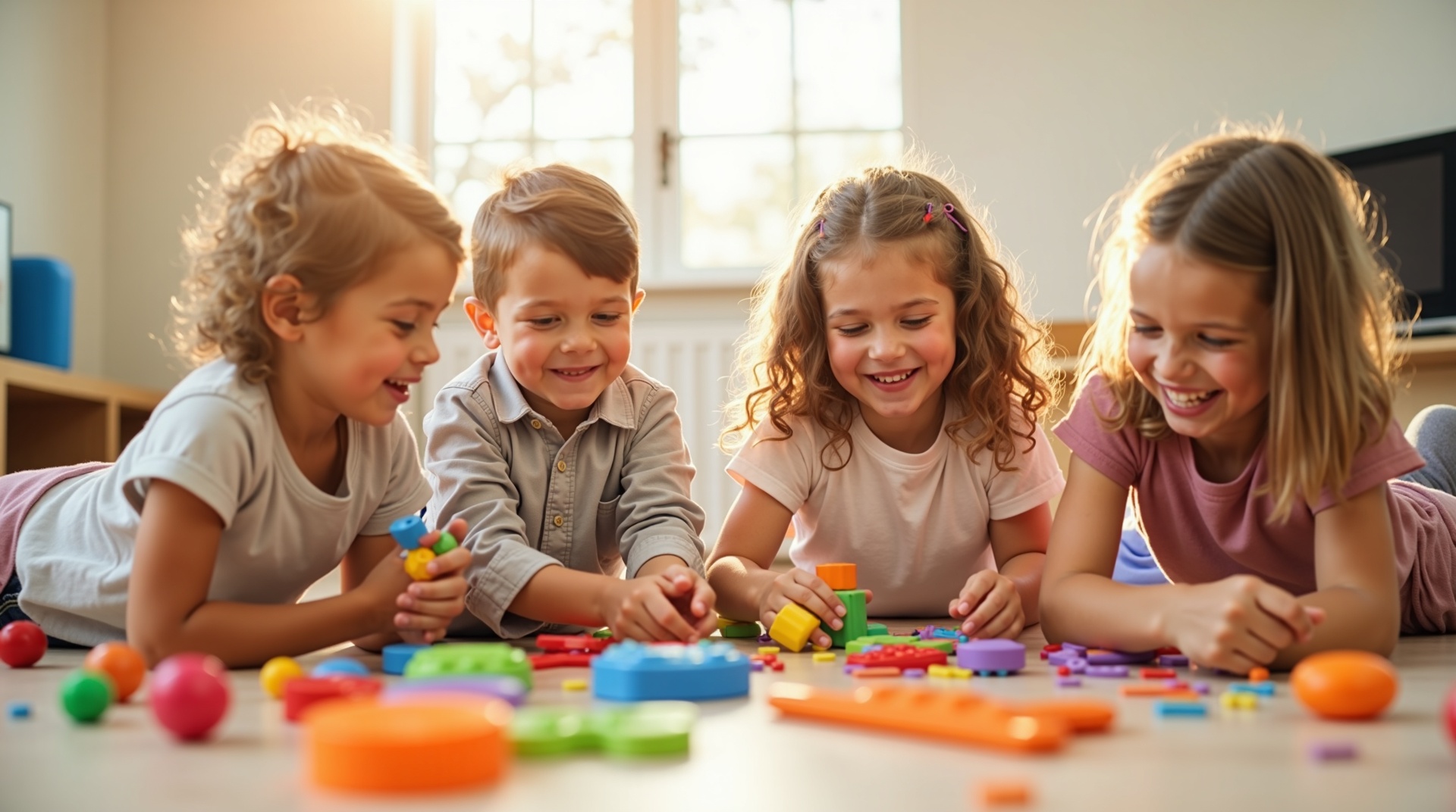 Children playing with sensory toys
