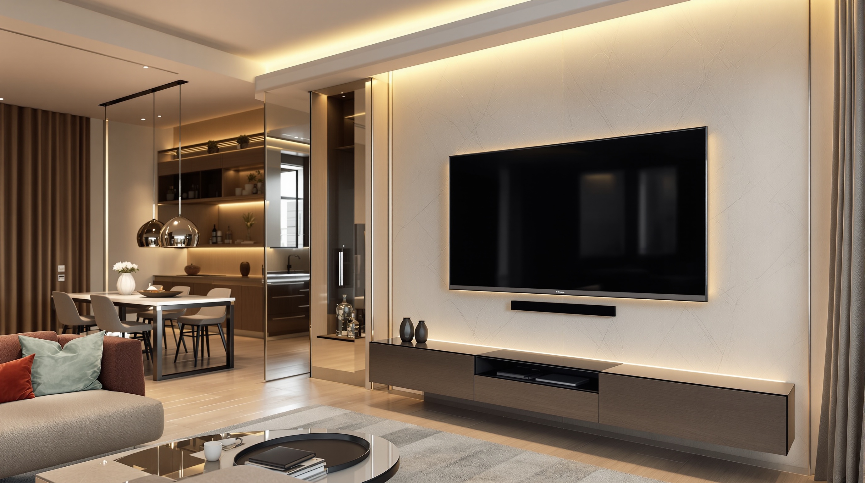 Professionally wall-mounted TV in a luxury London property