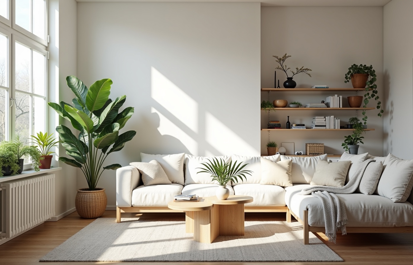 Plantas de interior en apartamento moderno