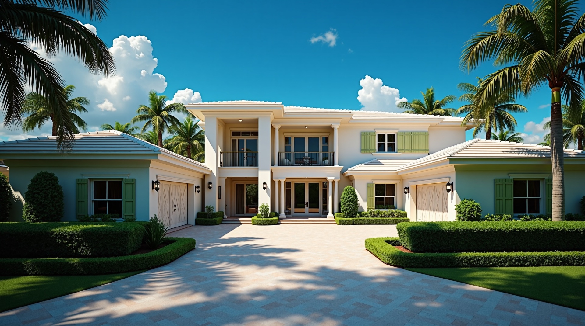 Luxury Marco Island home with large impact windows in bright Florida daytime sunlight