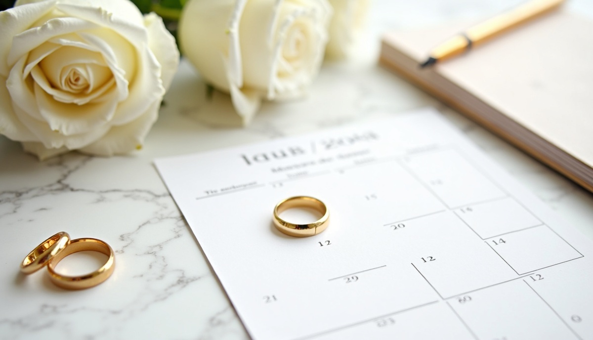 Planejamento de casamento com flores e convites elegantes