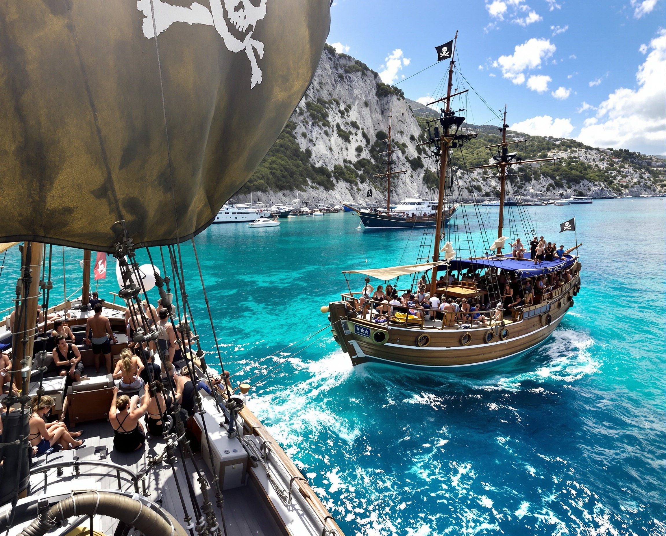 Pirate ship sailing near Marmaris