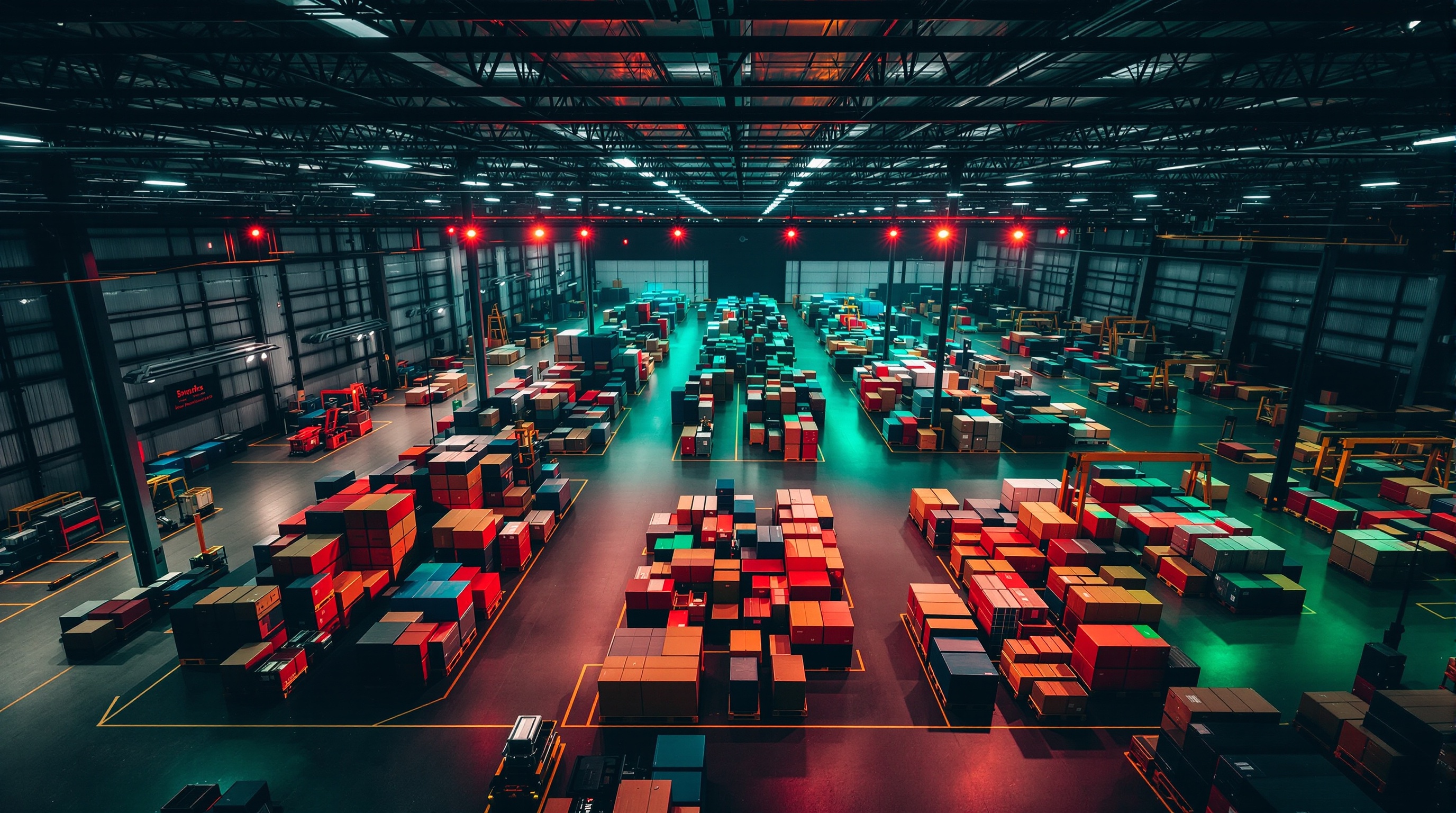 Kakobuy Spreadsheet Shipping Guide Hero - Dark International Logistics Warehouse with Neon Lighting