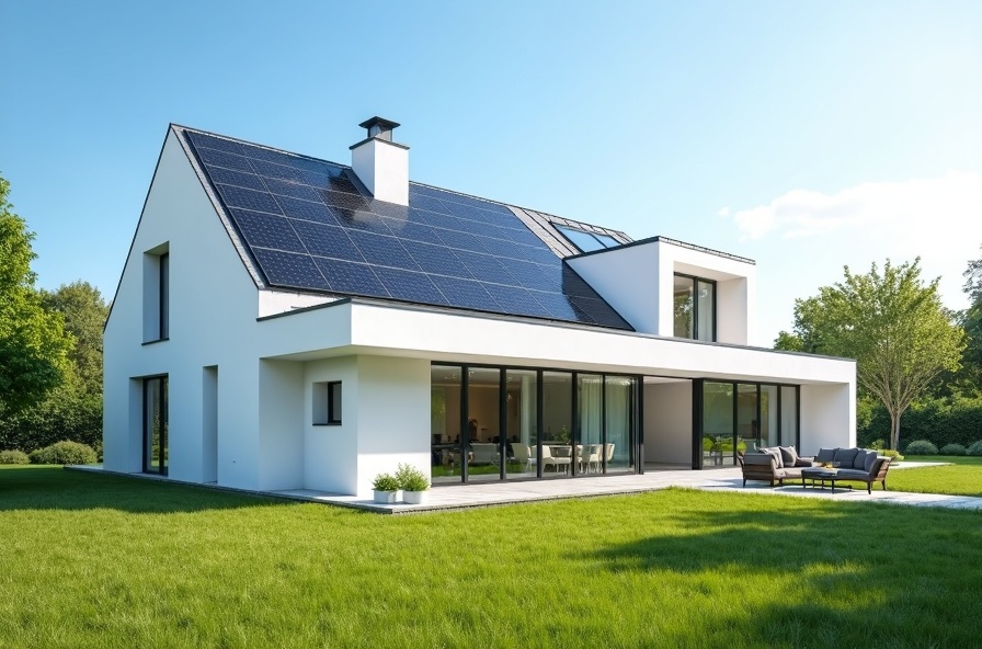 Maison individuelle avec panneaux solaires photovoltaïques