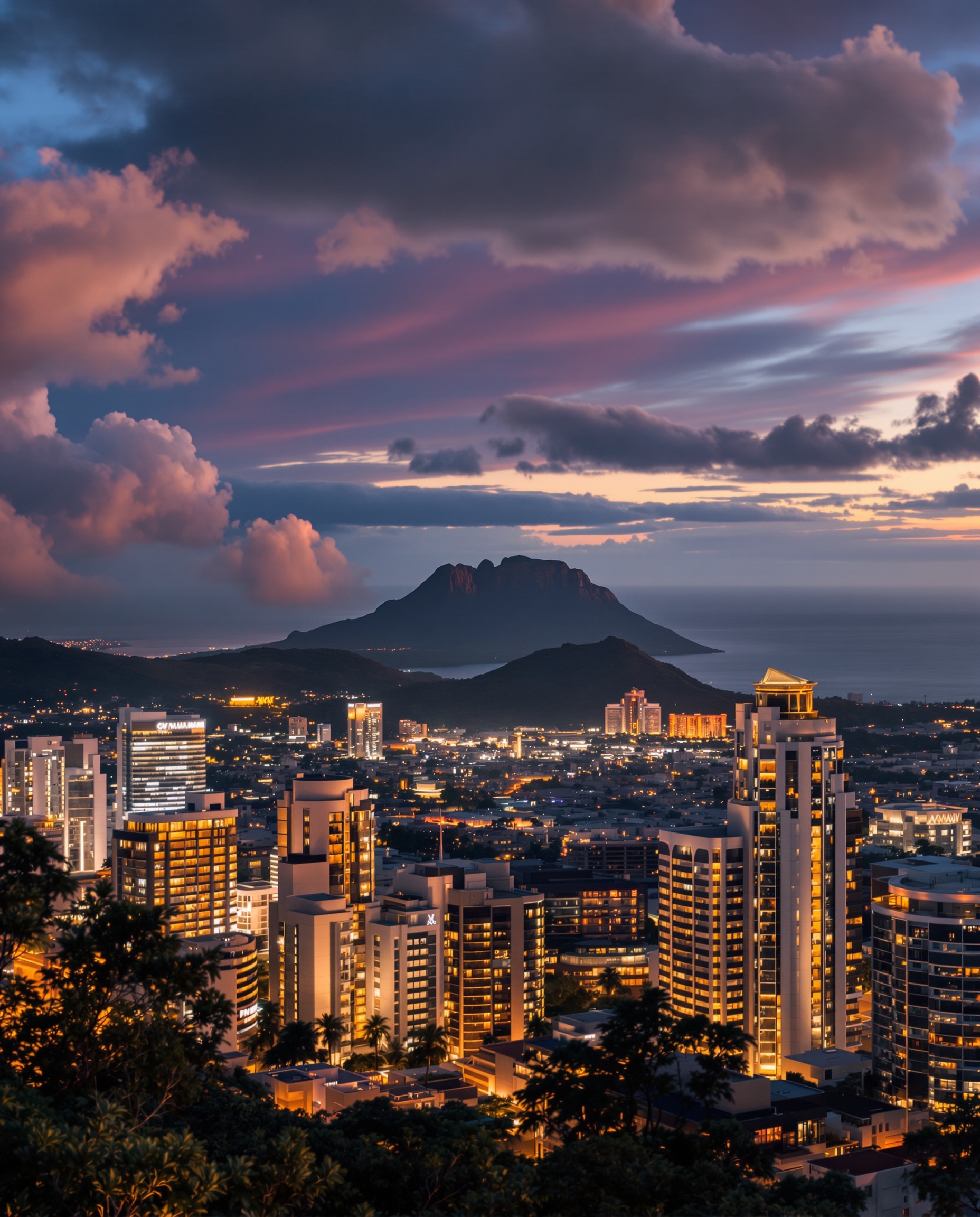 Honolulu Skyline with Diamond Head