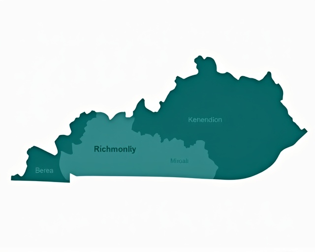 Central Kentucky Service Areas Map - 15 Counties Including Richmond, Berea, Mt Vernon, Mt Sterling, Lancaster