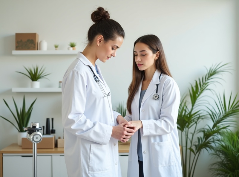 Nutricionista realizando avaliação corporal
