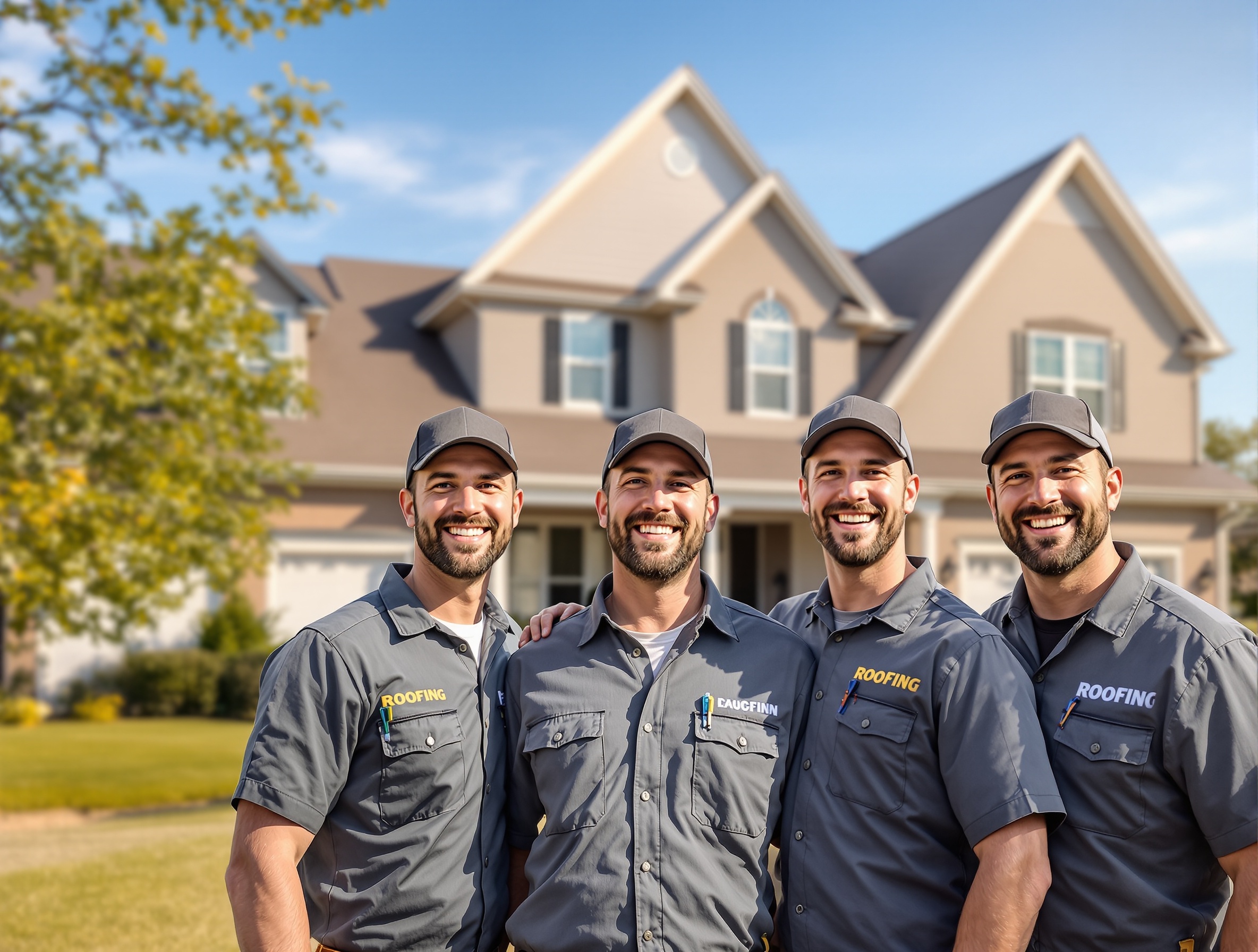 Akron Roofing & Repair team on a completed residential roof