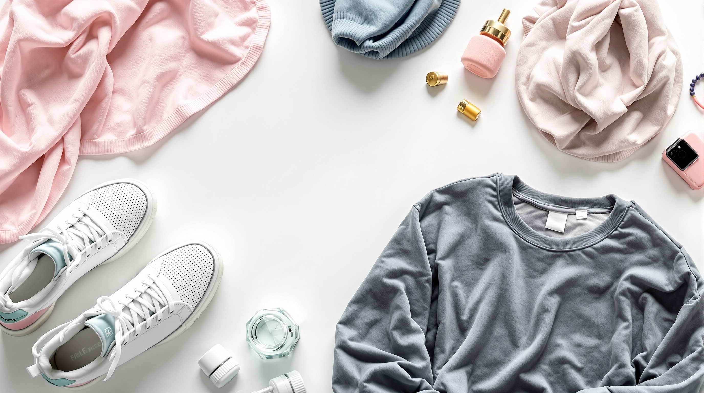 Streetwear products flatlay background